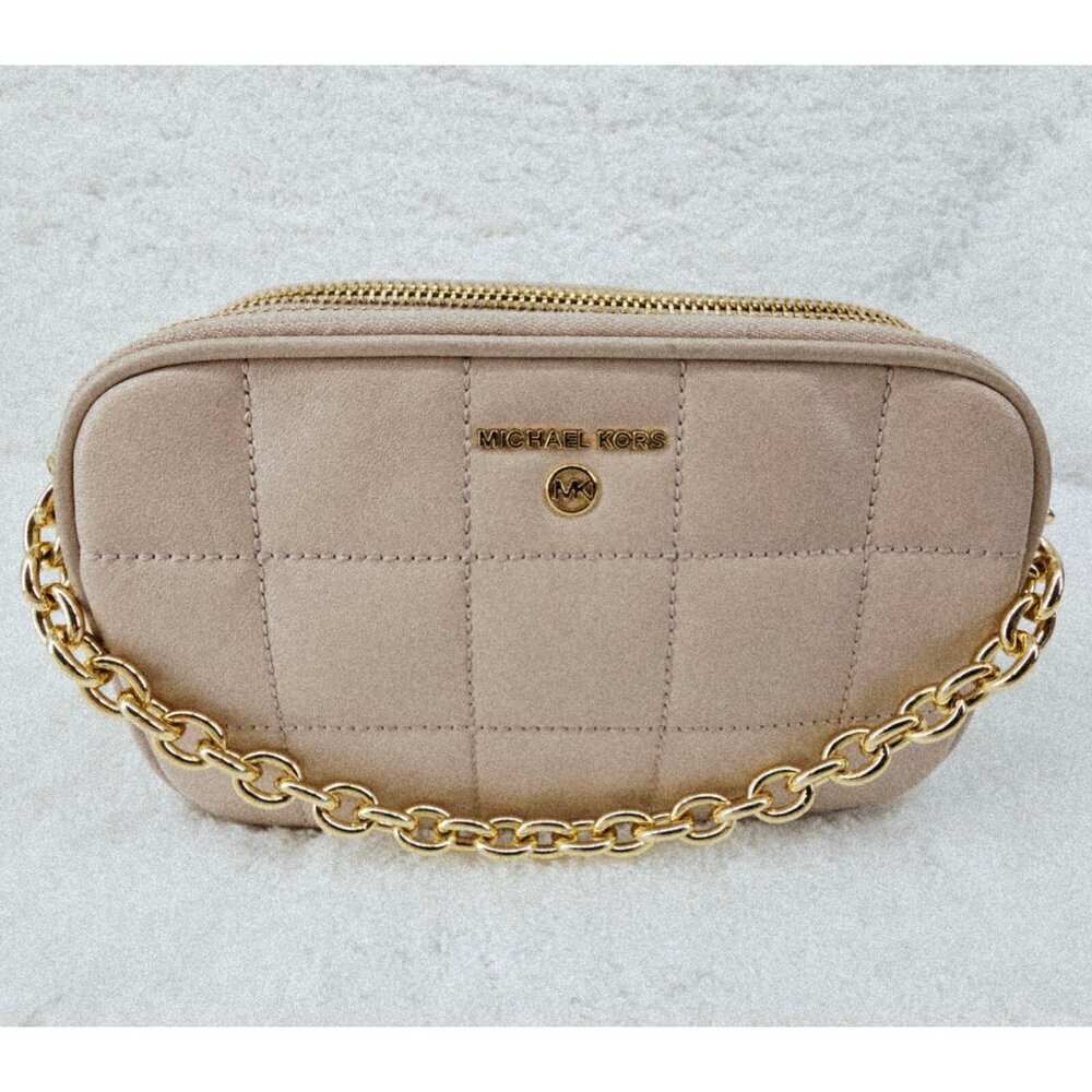 MICHAEL KORS Pale Blush Smooth Leather Jet Set Double Zip Small Camera Bag - Picture 16 of 16